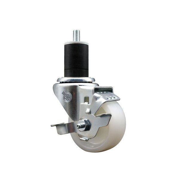 3'' SS Nylon Swivel 1-3/4'' Expanding Stem Caster with Brake